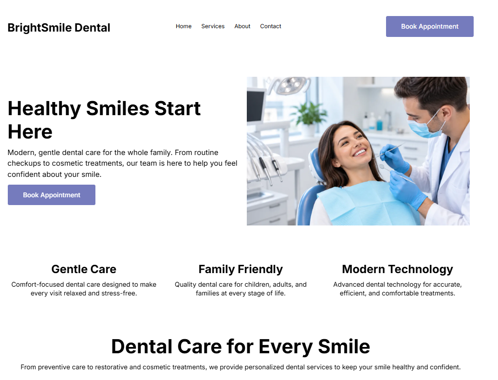 BrightSmile Dental website