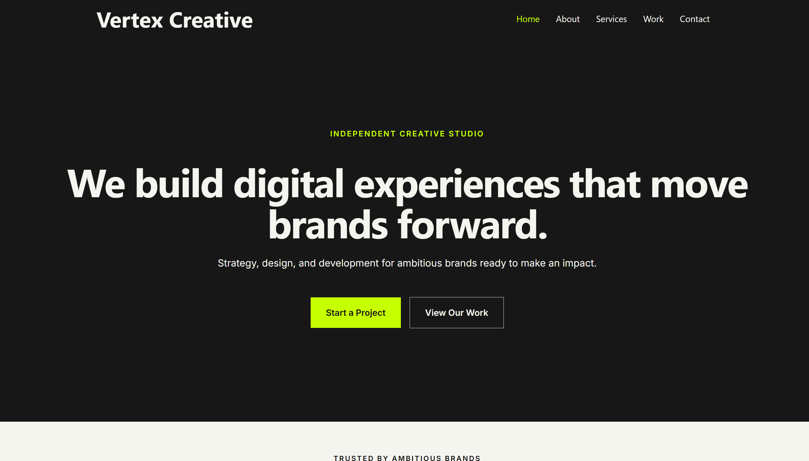Vertex Creative Elementor website